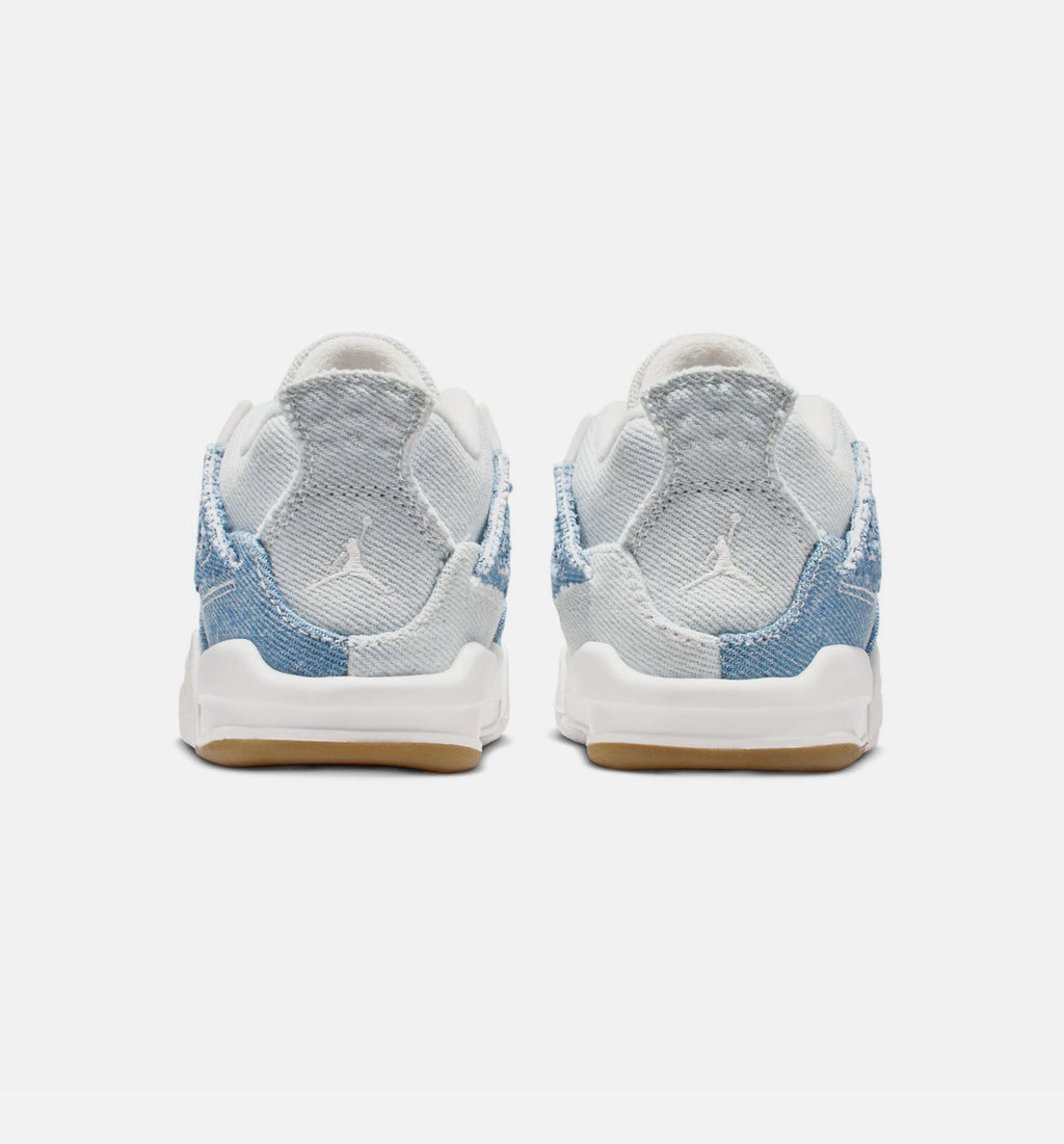Air Jordan 4 Retro Worn Blue Infant & Toddler Sneakers - Sail/Worn Blue/Metallic Gold