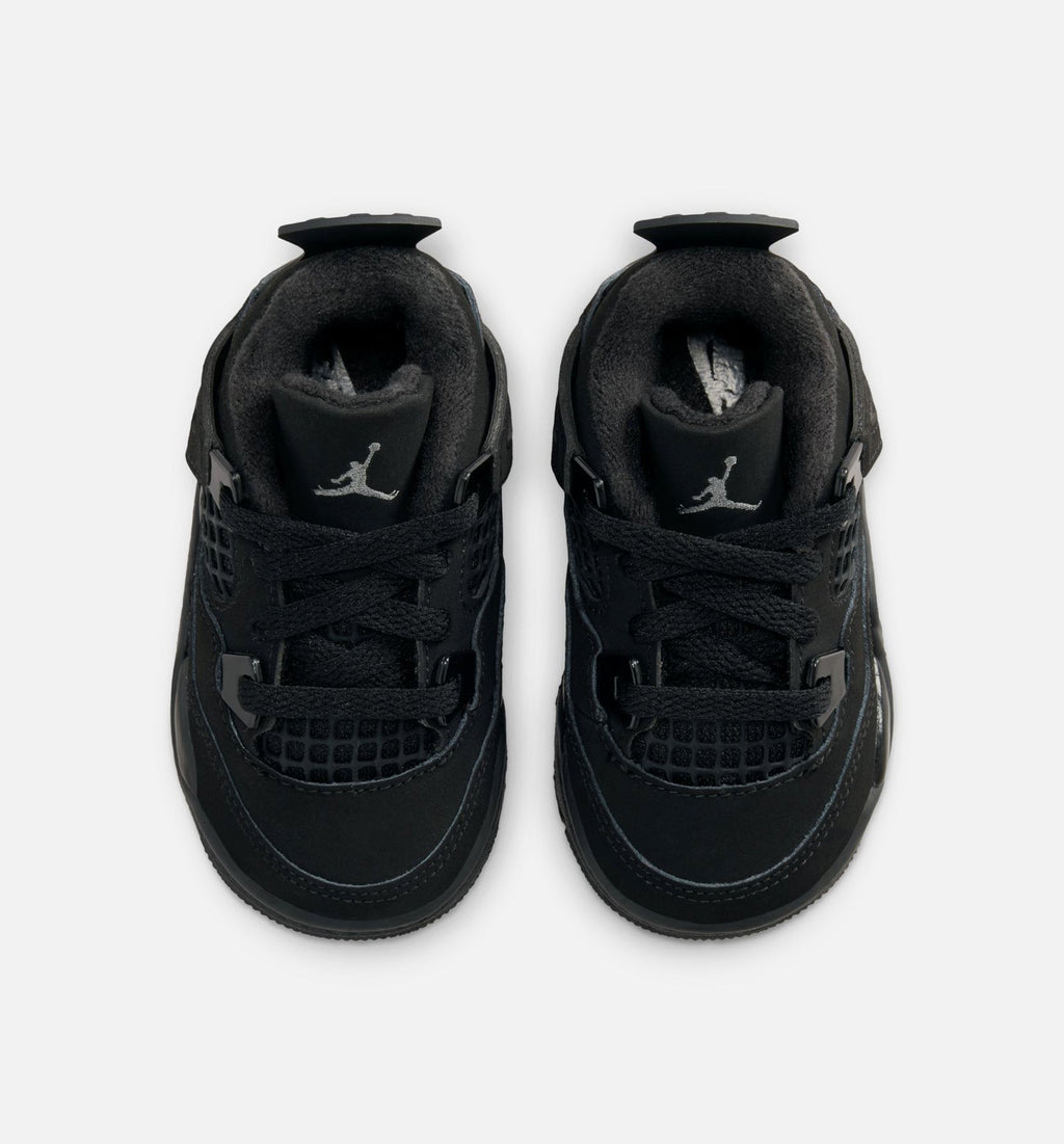 Air Jordan 4 Retro Black Cat Infant & Toddler Sneakers - Black/Light Graphite