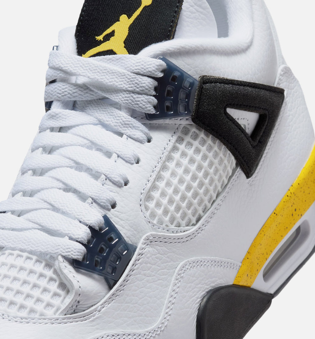 Air Jordan 4 Retro Rare Air Tour Yellow Preschool Sneakers - White/Dark Blue Grey/Black/Tour Yellow