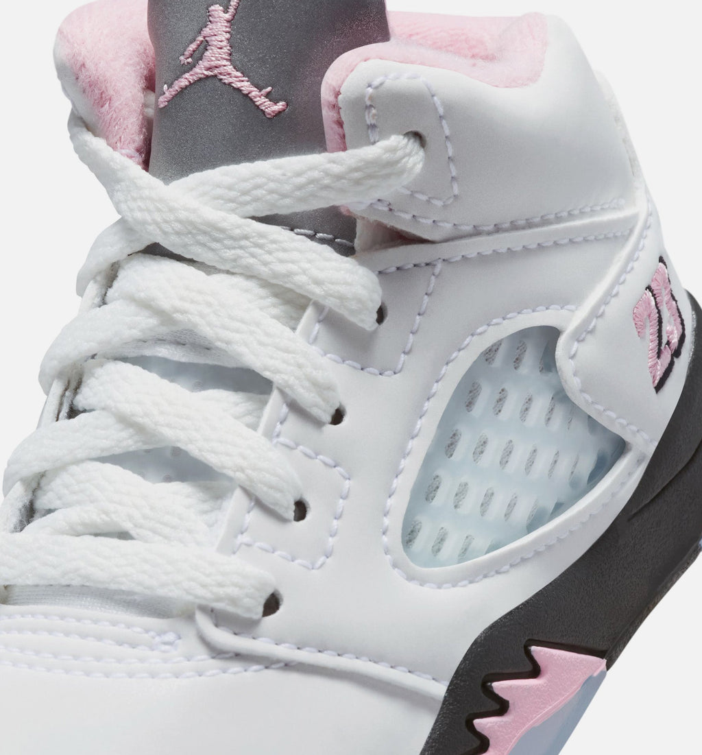 Air Jordan 5 Retro Medium Soft Pink Infant & Toddler Sneakers - White/Black/Medium Soft Pink