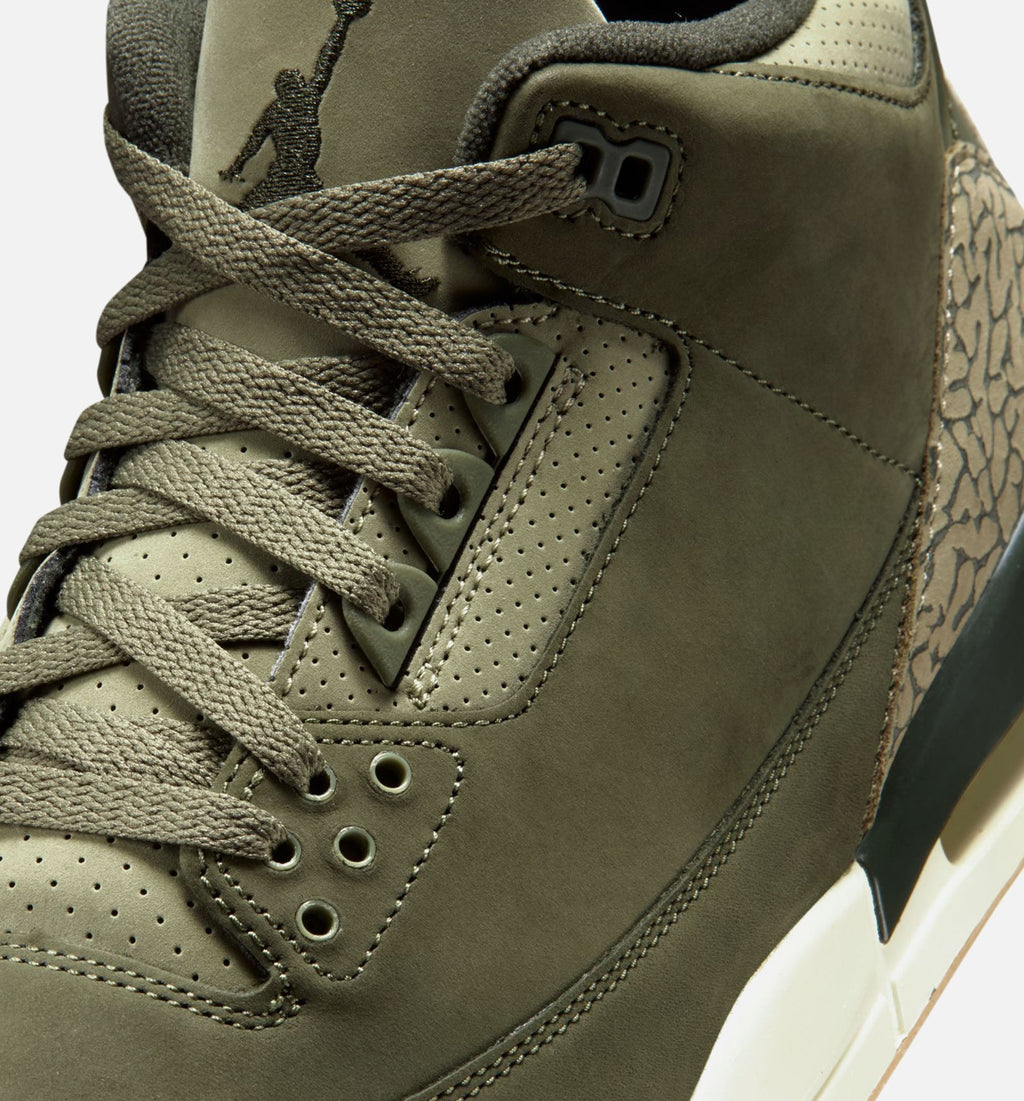 Air Jordan 3 Retro Men's Sneakers - Medium Olive/Sequoia/Neutral Olive/Sail/Total Crimson