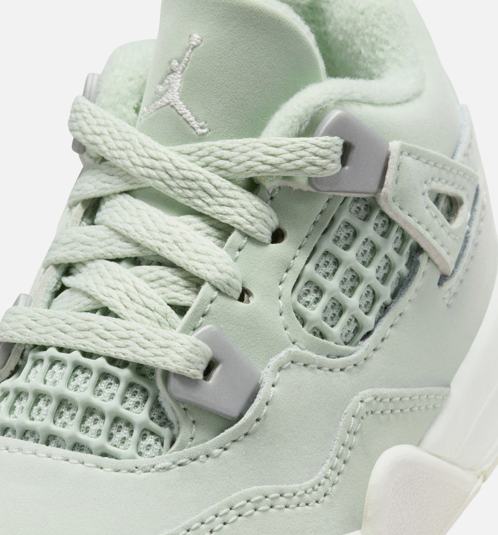 Air Jordan 4 Retro Abundance Infant & Toddler Sneakers - Seafoam/Sail/Metallic Silver