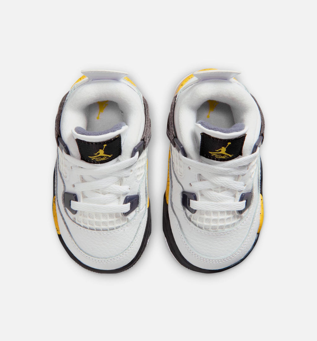 Air Jordan 4 Retro Rare Air Tour Yellow Infant & Toddler Sneakers - White/Dark Blue Grey/Black/Tour Yellow