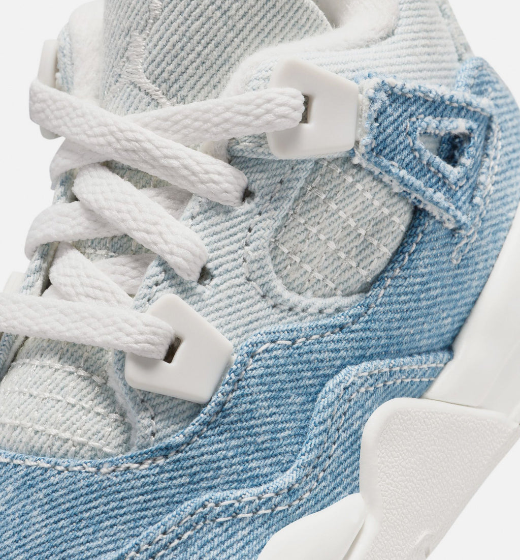 Air Jordan 4 Retro Worn Blue Infant & Toddler Sneakers - Sail/Worn Blue/Metallic Gold